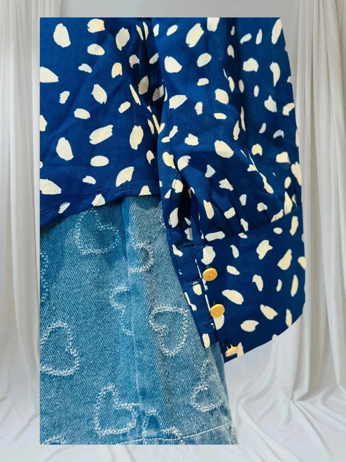 Shirt met Mao-kraag T 36 marineblauw en wit – photo 4